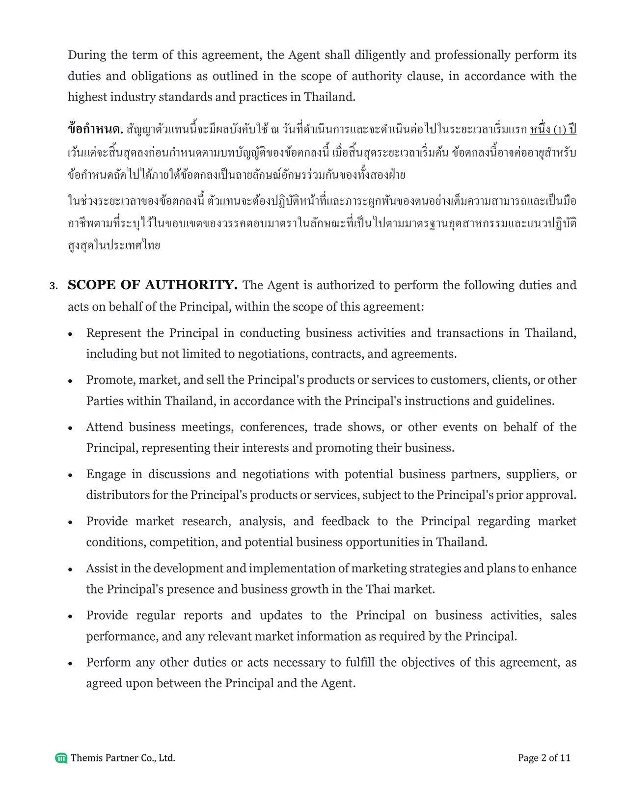 Agency agreement Thailand 2