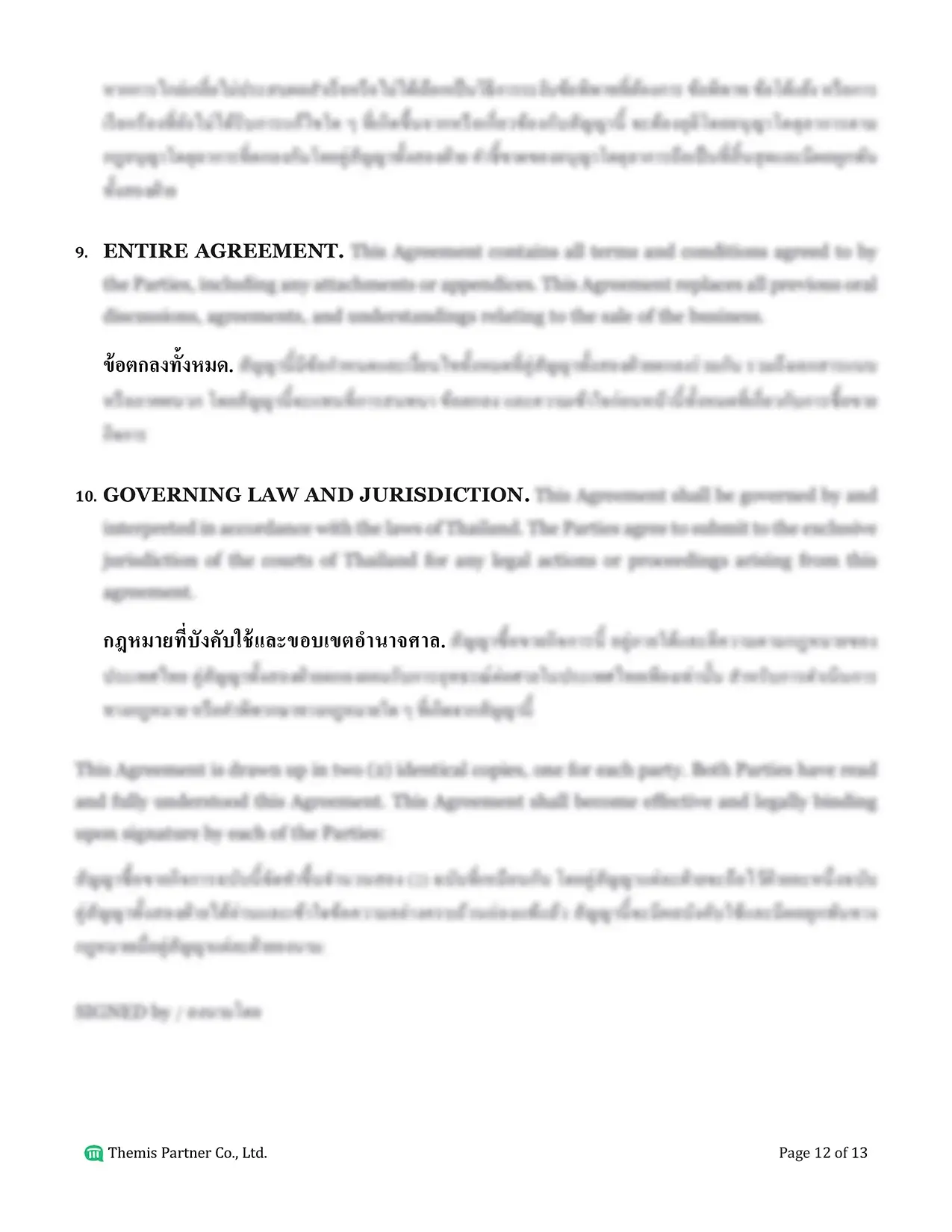 Business purchase agreement Thailand 12