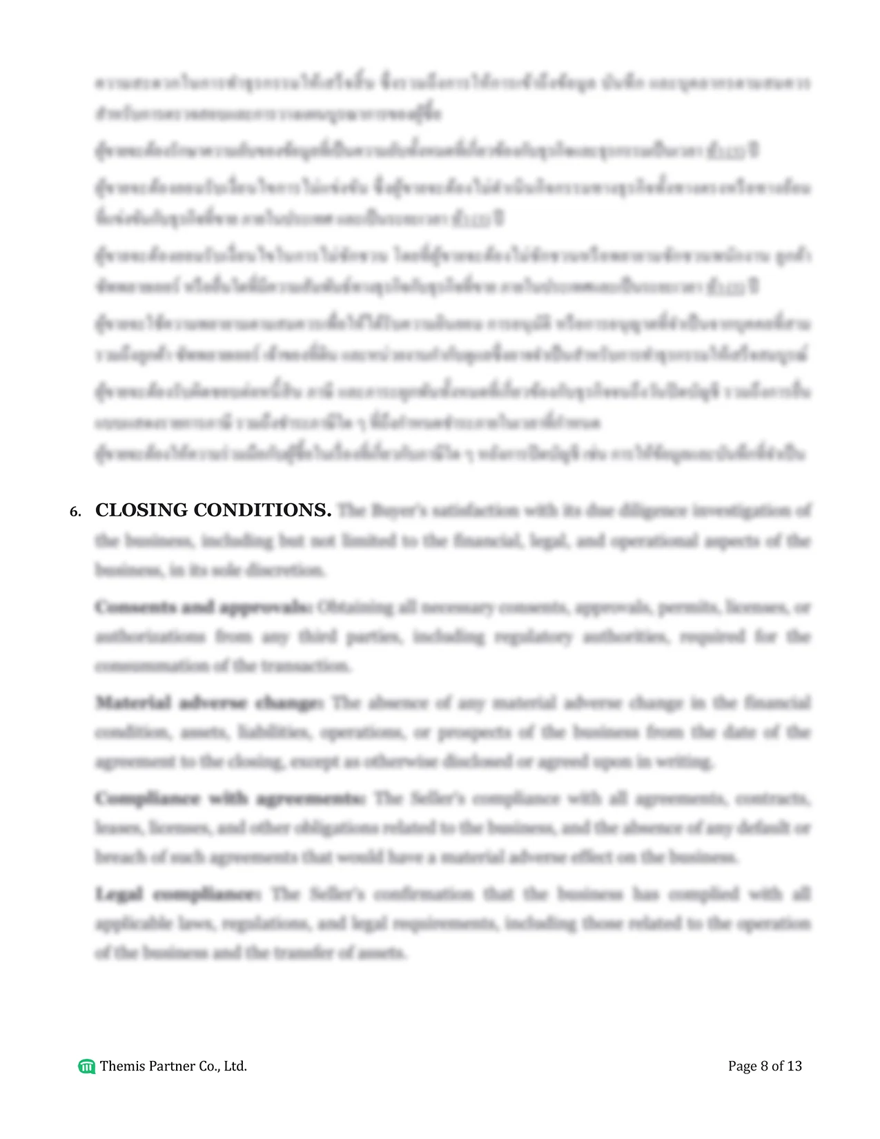 Business purchase agreement Thailand 8