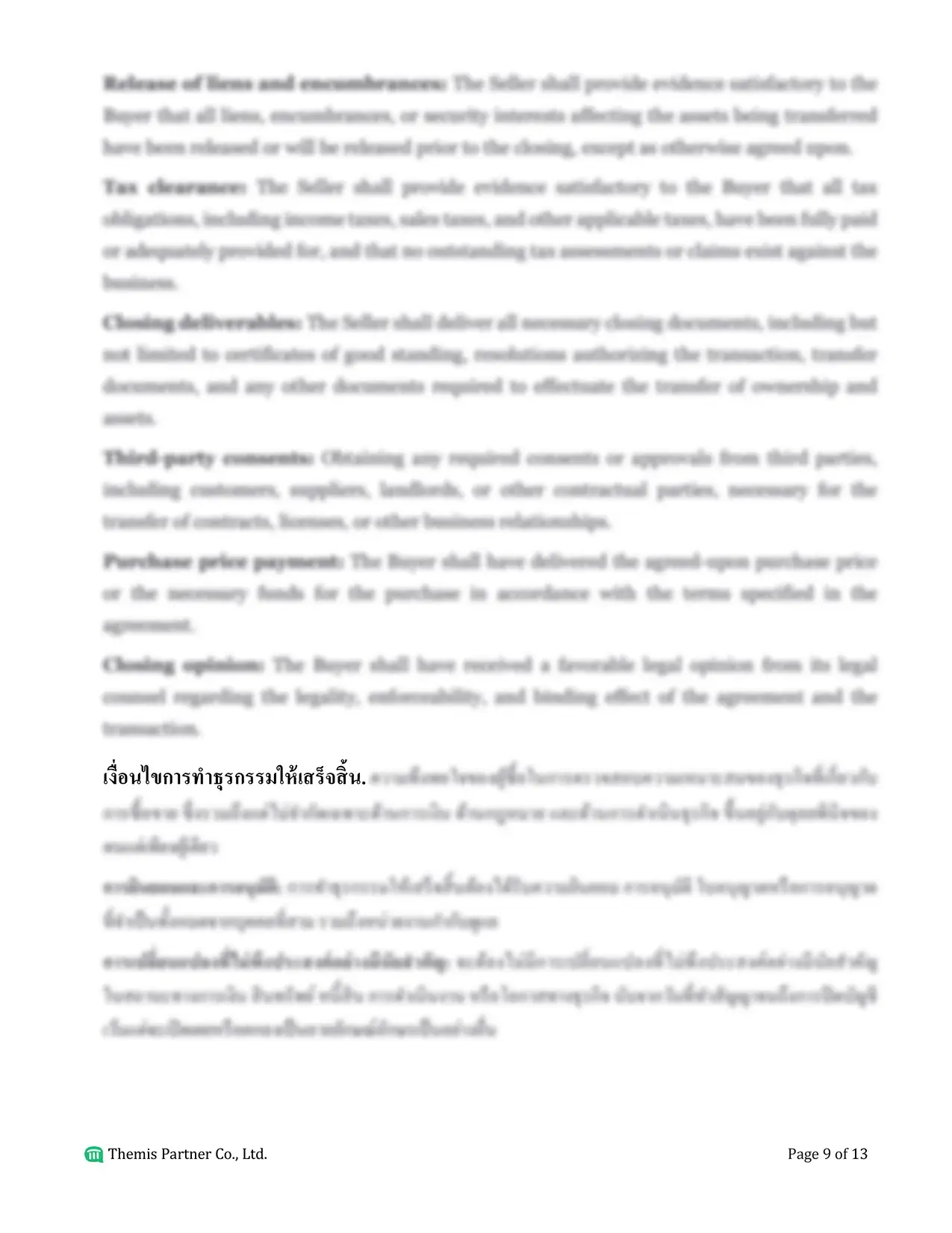 Business purchase agreement Thailand 9