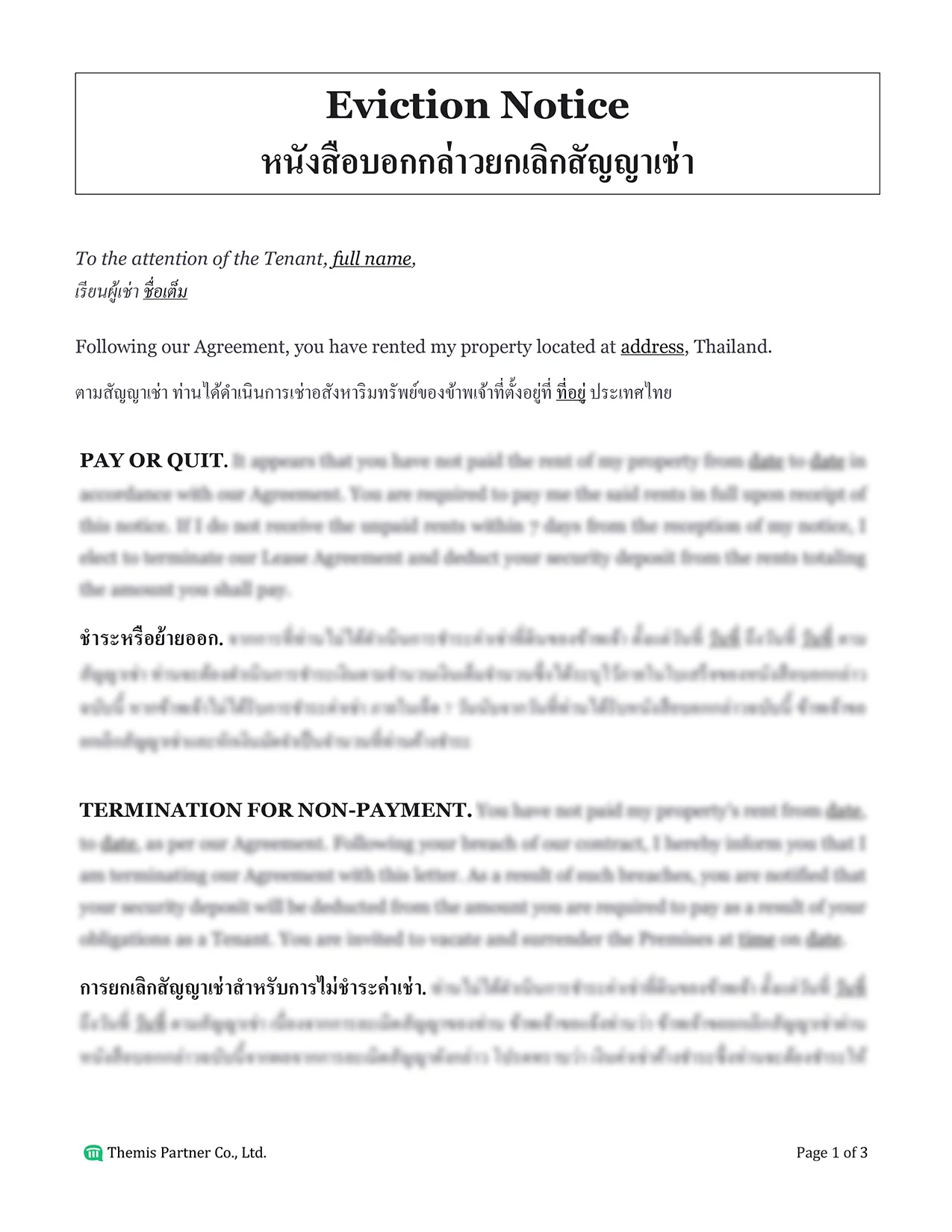 Eviction notice letter Thailand 1