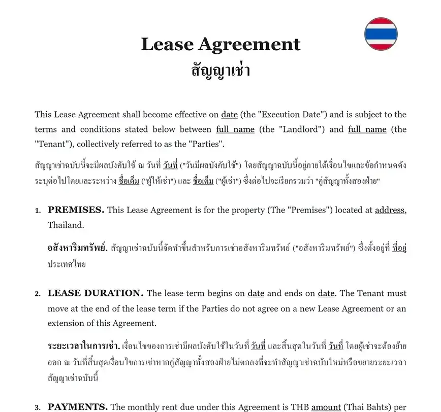 Lease agreement Thailand