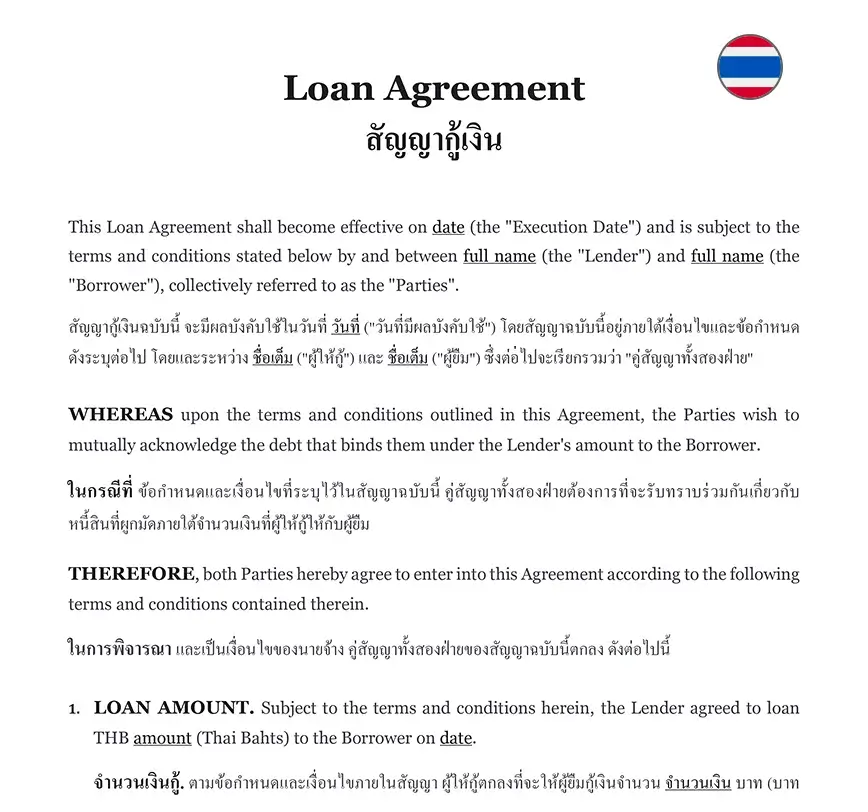 Loan agreement Thailand