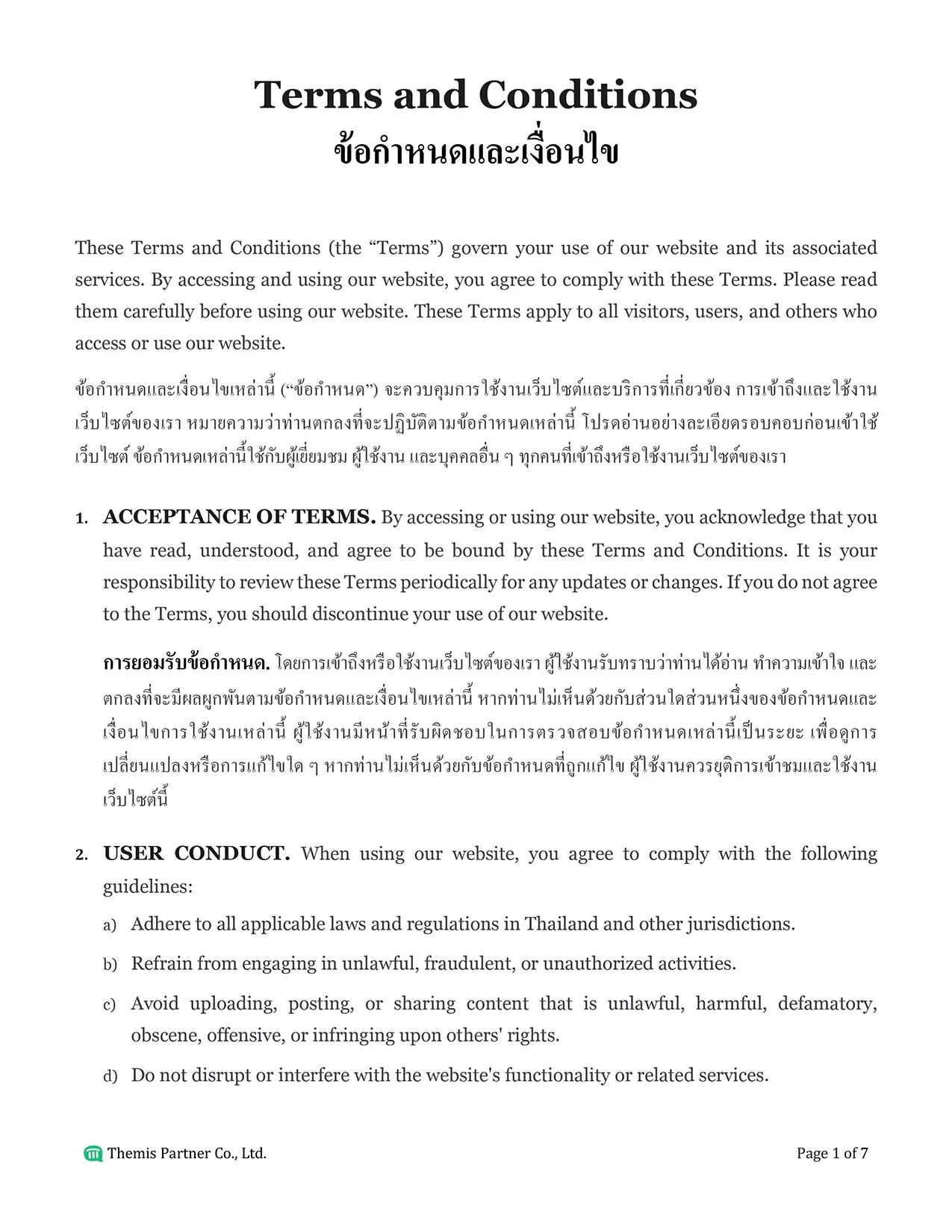 Terms and conditions Thailand 1